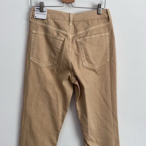 Old Navy Jeans 8 OG Straight High Rise Secret Slim Pockets Wheat Tan Casual New - Picture 6 of 9